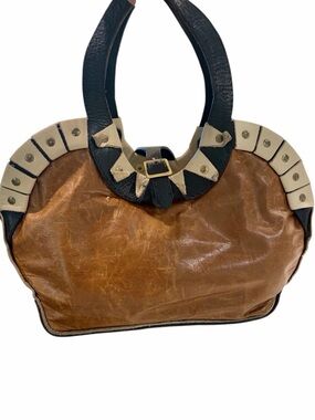 Rare Vintage Bella Dolci Zero Sewing Hand-Riveted Leather Handbag One of a kind
